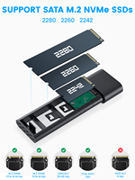 Portable USB 3.1/3.2 Gen 2 Support 2230 2242 2260 2280 SSD Taille m.2 Boîtier de lecteur à semi-conducteurs pour ordinateur PC Mac