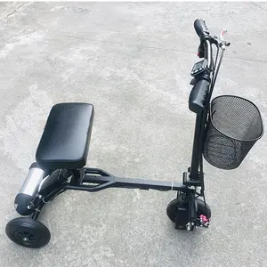 Triciclo eléctrico plegable ligero, Scooter de movilidad de tres ruedas con almohadilla de asiento