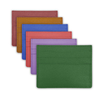 Casing Kartu Nama Logo Kustom Tempat Banyak Slot Kartu Ramping Tarjetero Porte Carte Full Grain Pebble Litchi Kulit Dompet Tempat Kartu