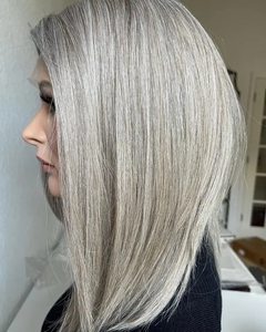 Parrucche Frontali alla Moda in Colore Sale e Pepe, Capelli Umani Vergini Grezzi per Donne, Taglio <span class=keywords><strong>Bob</strong></span> <span class=keywords><strong>Corto</strong></span>, Capelli Remy di Alta Qualità - Product Image 2