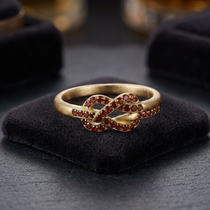 925 Silver Vintage Knot Ring Red Garnet Stone Bezel Set <b>Women's</b> Jewelry <b>for</b> Engagement Wedding Gift <b>Box</b> - Product Image 3