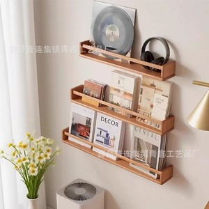 Wooden <b>Wall</b> <b>Mounted</b> <b>Shelf</b> 3 Tier Rectangle Durable Multipurpose Storage For Books Magazines Stationery Living Room Display Rack - Product Image 2
