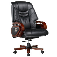 Chaise de bureau exécutive pivotante en cuir, siège en bois moderne, chaise de direction de luxe en PU, ensemble de meubles, personnalisation, vente en gros