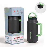 Gobelet isotherme de voyage de haute qualité avec logo personnalisé, 765 ml, en acier inoxydable à double paroi, réutilisable, avec poignée et couvercle rabattable