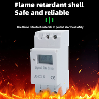 Minuteur électronique programmable AHC15 hebdomadaire 24 heures AC110V 220V DC 12V 24V sur rail DIN avec écran LCD