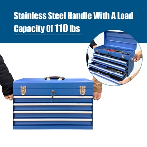 21" Heavy-Duty Steel Industrial Modern Portable <b>Lockable</b> 4-<b>Drawer</b> Tool Cabinet with EVA Liners for Workshop Garage Farmhouse - Product Image 3