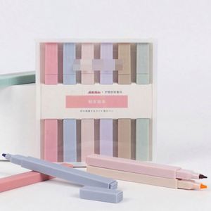 Stylo surligneur à pointe biseautée fantaisie, marqueurs graphiques en plastique pour croquis et dessin, avec ensemble de pinceaux obliques pour usage scolaire - Product Image 3