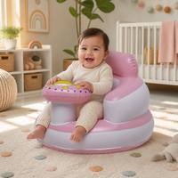 Aufblasbarer Moderner Baby-Bodensitz mit Eingebauter Luftpumpe, Herzförmiges Tablett, Rosa Kleinkind-Sofa zum Sitzen Lernen, Füttern, für Schlafzimmer und Wohnzimmer