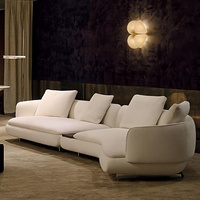Nouveau Canapé d'Angle Arc Haut de Gamme Vivienne 2026 en Velours, Forme Personnalisée, Style Crème Moyen, Design Combiné en Mousse