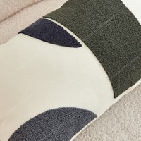 Housse de coussin amovible et lavable en tissu imitation lin crème abstrait moderne, broderie géométrique, décoration intérieure