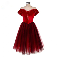 Costume de performance pour concours de ballet pour filles, jupe en gaze moelleuse professionnelle, bleu marine haut de gamme
