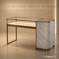 Vitrine de présentation de bijoux de luxe sur mesure avec armoire en verre et acier inoxydable, mobilier de vente au détail à LED pour boutique