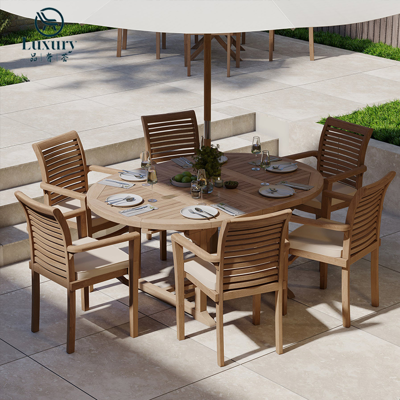 round teak wood table