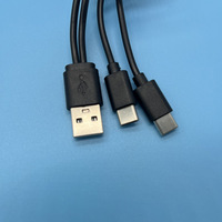 Kabel pengisian daya Tipe C 2-in-1 0.5m ramah lingkungan 2 in 1 USB-C kabel sinkronisasi Data kabel pemisah 50cm