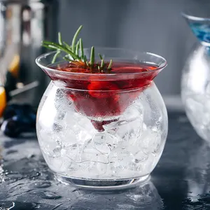 Set da portata per caviale in vetro piatto da portata per Cocktail di gamberetti con vassoio per il ghiaccio Set di 2, bicchieri da bere agghiaccianti