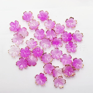 Acrylic Cherry Blossom 19mm Gold Edge Flower Petal Gradient DIY Handmade Accessories Flat Plate Laser Engraved Plastic Resin - Product Image 1