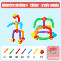 Ensemble de construction de tubes extensibles arc-en-ciel, blocs de construction flexibles à faire soi-même pour des jeux créatifs et pratiques