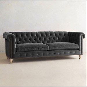 Set di Divani Chesterfield in Velluto di Lusso, Design Moderno, Colore Personalizzabile, Arredamento per <span class=keywords><strong>Soggiorno</strong></span>, 2 Anni di Garanzia per Ville e Scuole - Product Image 2