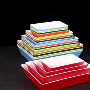 Plateaux de service rectangulaires multicolores pour usage commercial, ensemble de vaisselle pour présentation de nourriture dans les hôtels - Product Image 1