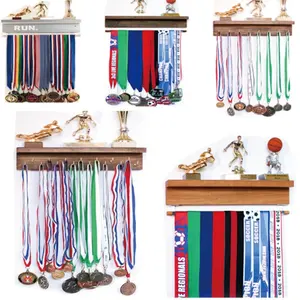 Trophy Rack and <strong>Medal</strong> Display Wood <strong>Medal</strong> Hanger With <strong>Shelf</strong> Wall Trophy Display Rack for Winner Trophy <strong>Shelf</strong> - Product Image 1