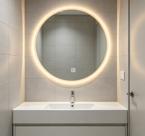 Frameless Backlit LED Glass Anti-Fog Smart Bath <b>Vanity</b> Mirror Touch Switch Wall-Mounted Round Bathroom <b>Makeup</b> Mirror - Product Image 3