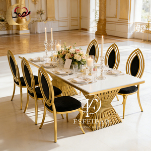 <b>Dining</b> Room Furniture Event <b>Dining</b> Wedding Hotel Stainless Steel Metal Base Rectangle <b>Dining</b> <b>Table</b> - Product Image 1