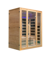 Sauna infrarouge intérieur à prix d'usine pour usage domestique, capacité 3 personnes, avec chauffage intégré