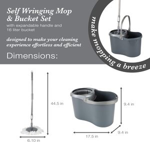 Triangular Plate <b>Microfiber</b> 360 Spin Smart and Bucket Floor Cleaning System Stainless Steel <b>Mop</b> and Bucket - Product Image 5