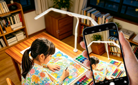 Barre LED de bureau moderne en aluminium de 44 pouces, réglable sur 4 segments, avec télécommande tactile, alimentation CC, intensité variable, pour dessin technique et lecture