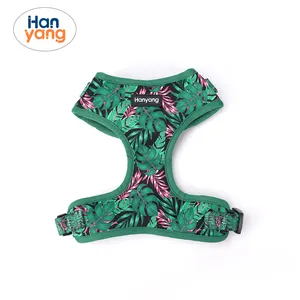 HanYang New Released Custom Neoprene Classical luxury Dog harness Green Forest Polyester Sustainable Pet Dog Adjustable ha