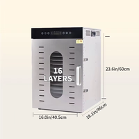 Déshydrateur industriel d'oignons et de pommes de terre FD-16B 220V 110V, 16 plateaux, acier inoxydable, machine de séchage des aliments et des légumes