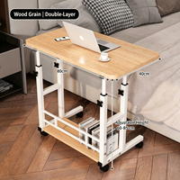 Table de chevet en métal, bureau d'ordinateur mobile et réglable, bureau simple pour étudiant, pour chambre à coucher, dortoir, bureau à domicile, table d'angle avec roulettes