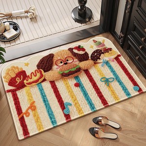 Tapis de salle de bain fantaisie en fausse laine tricotée, absorbant, antidérapant, épaissi, pour l'entrée de la maison - Product Image 1