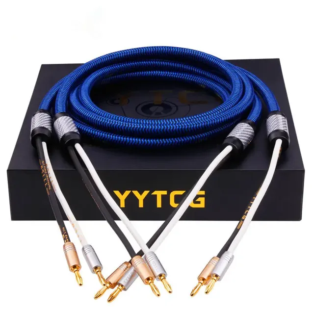 YYTCG Hifi Speaker Cable OCC Pure Copper Audio Speaker Wire with Gold Plated Banana Plug