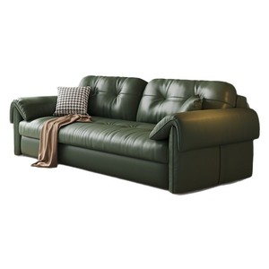 Canapé-<span class=keywords><strong>lit</strong></span> pliable rétro vert en cuir effet chat, multifonctionnel et télescopique, double usage intégré pour salon - Product Image 5