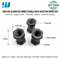 Connecteur fileté à double hexagone à accouplement long, moulé par injection plastique de précision CNC, personnalisé OEM, directement de l'usine