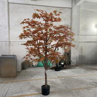 Tanaman Hias Plastik CJM Artificial Red Maple Buatan Tangan dengan Alas, Tinggi 100-200cm, untuk Dekorasi Natal Indoor/Outdoor di Mal