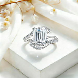 Quality Fine Jewelry Design Wholesale 925 Sterling <b>Silver</b> Classic Women's Engagement <b>Ring</b> 3ct <b>Emerald</b>-Cut 3A/5A White Zircon - Product Image 3
