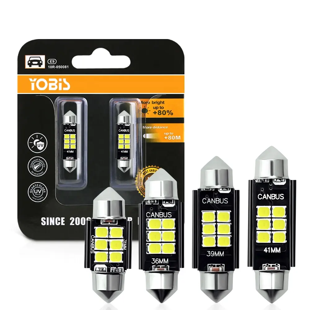 車30306SMD 31mm 36mm 39mm 41mmキャンバス花飾りドームライトDC12VホワイトLED付き