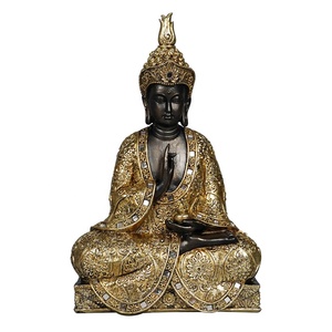 Estatua de Buda de meditación sentado tailandesa de color dorado para decoración del hogar <span class=keywords><strong>zen</strong></span> de resina de mesa, venta al por mayor - Product Image 1