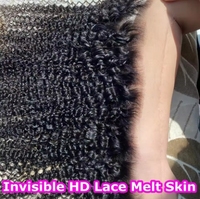 Kinky Curly 13x6 Invisible HD Lace Frontal Melt Skins HD Lace Closure 13x4 Full Frontal Only Cheveux Bouclés Cheveux Vierges pour Femmes