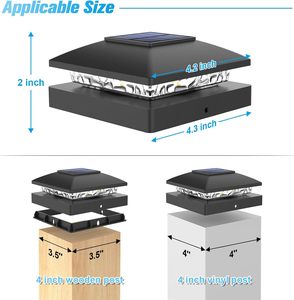 4x4 solaire Post Cap Light Solar Clôture Cap Lights extérieur étanche pour poteau en vinyle en <span class=keywords><strong>bois</strong></span> noir Deck Post Cap Light - Product Image 4