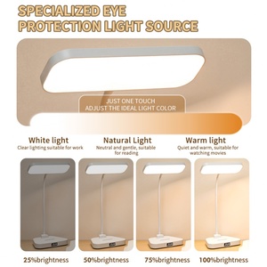 Lámpara de Lectura para Estudiantes, Lámpara de Escritorio Recargable con Reloj, Protección para los Ojos, para Sala de Estar, Dormitorio, Estudio - Product Image 5