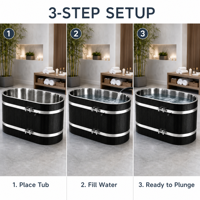 Baignoire de récupération verticale de luxe noire en bois, bassin en acier inoxydable 304, pod professionnel pour thérapie par immersion à l'eau froide