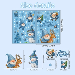 Autocollants statiques de Noël bleus pour fenêtres, flocons de neige givrés, Père Noël, sapin, autocollants en vinyle pour portes vitrées, décoration de vacances d'hiver - Product Image 6