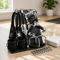 Kit d'accessoires pour machine à câble de gym avec barre de tirage latéral, corde triceps, poignée en V, sangles de cheville et mousquetons pour entraînement à domicile