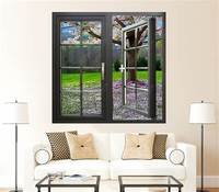 Ventana de Aluminio de Lujo para Baño, Diseño de Ventana de Granero con Espejo, Impermeable, para Interiores del Hogar