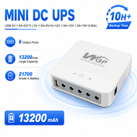 Mini UPS WGP de 18W con Batería de Respaldo de Iones de Litio 21700 de 13200mAh, 6 Puertos de Salida Múltiple 5V 9V 12V 19V para Router, Módem, ONU