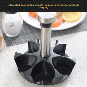 Étagère à <span class=keywords><strong>épices</strong></span> en acier inoxydable 6 pots 360° °   Organisateur de rangement rotatif portable pour assaisonnements avec conteneurs pour la cuisine - Product Image 3