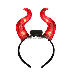 Novidade com faixa de cabeça de chifre de diabo LED trajes de carnaval para festa de Halloween com luz intermitente promoção favores para festas
